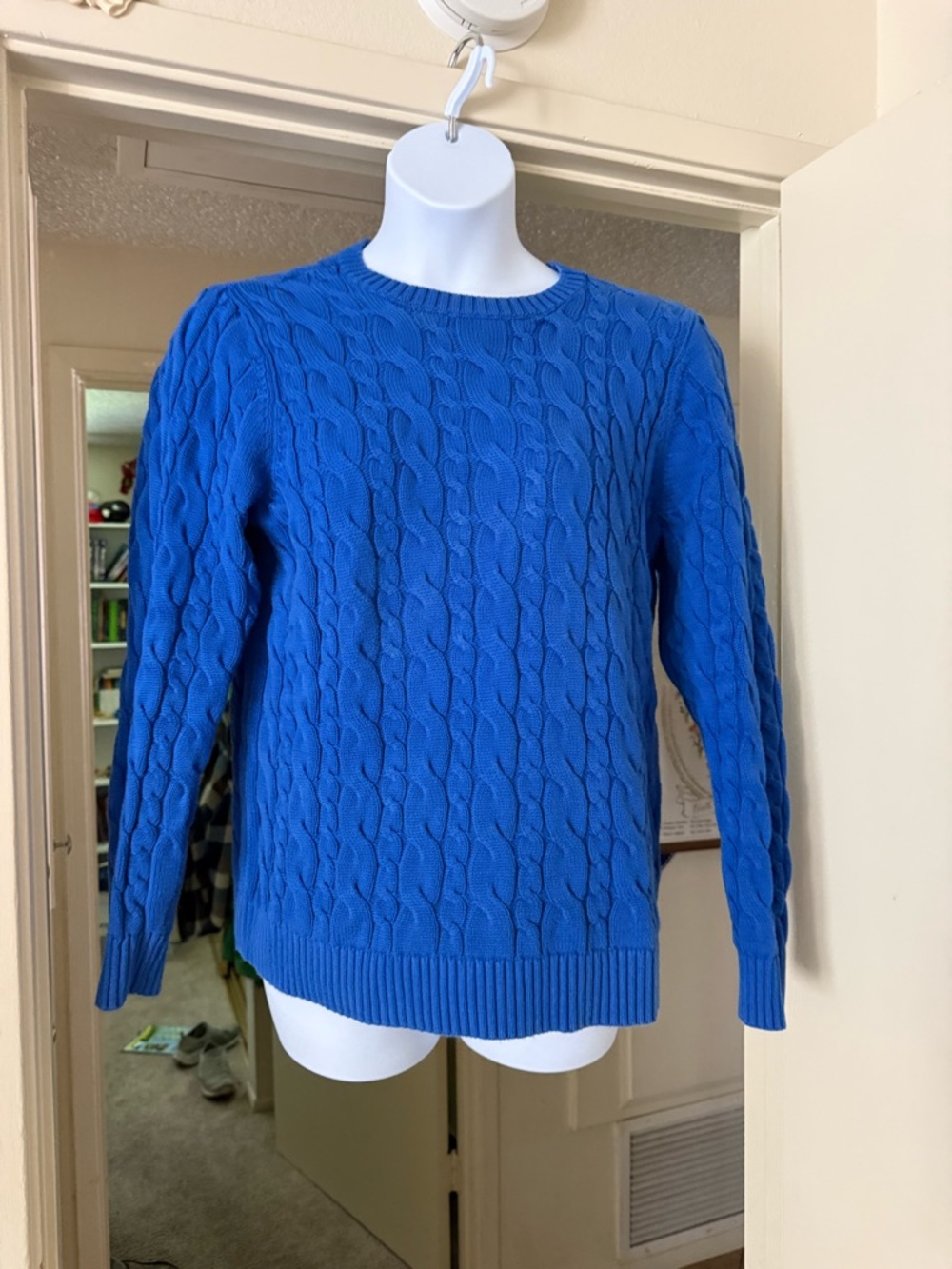 Blue Cable-Knit Crewneck Sweater -  Women’s